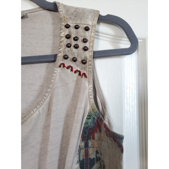 Angels Never Die Boho Ethnic Peasant Linen Blend Sleeveless Dress, Size Large - Picture 4 of 11